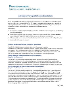 Admissions Prerequisite Course Descriptions