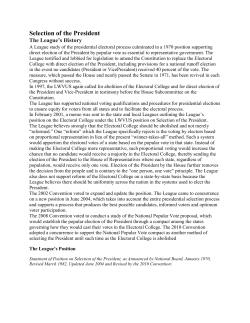 Selection of the President - League of Women Voters of Connecticut