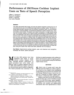 Performance of 3M/House Cochlear Implant Users on Tests of