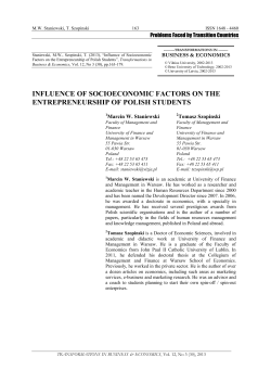 (2013). Influence of socioeconomic factors on the entrepreneurship