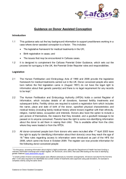 Guidance on Donor Assisted Conception
