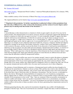Interpersonal Moral Conflicts