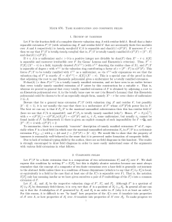 Math 676. Tame ramification and composite fields 1. Review of