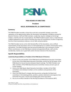 PSNA BOARD OF DIRECTORS President ROLES
