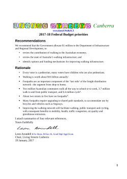 Living Streets Canberra - 2017-18 Pre-Budget