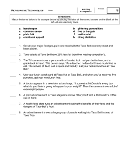Persuasive Techniques Directions: a. bandwagon b. glittering