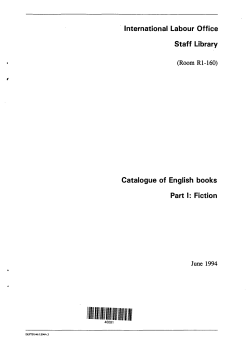International Labour Office Staff Library Catalogue of English