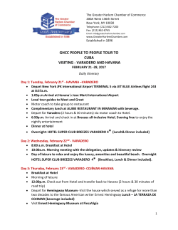 Full Itinerary - Harlem/Havana