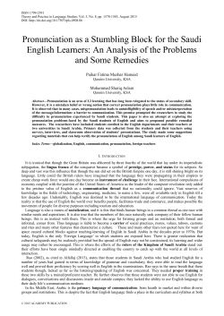 Pronunciation as a Stumbling Block for the Saudi English