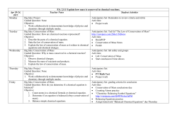 PS 2.5.1 Explain how mass is conserved in chemical