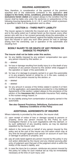 INSURING AGREEMENTS SECTION A &ndash; THIRD PARTY LIABILITY