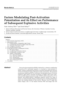 Factors Modulating Post-Activation Potentiation and its
