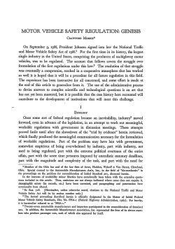 Motor Vehicle Safety Regulation: Genesis