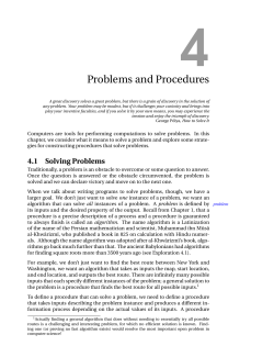 Problems and Procedures - Introduction to Computing