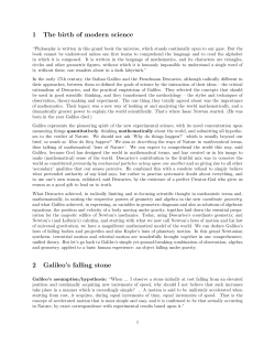 1 The birth of modern science 2 Galileo`s falling stone