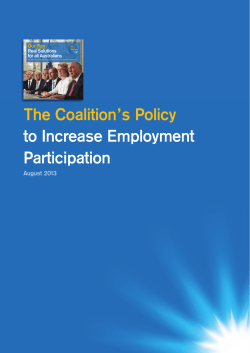 The Coalition`s Policy to Increase Employment Participation