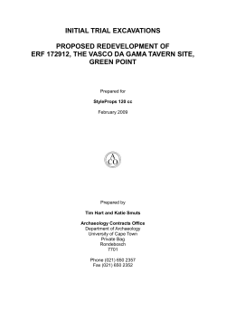 Technical Report for Trenches VdGVA09 and VdGVB09, excavated