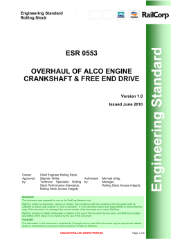 ESR 0553 - Overhaul of Alco engine crankshaft and free end drive
