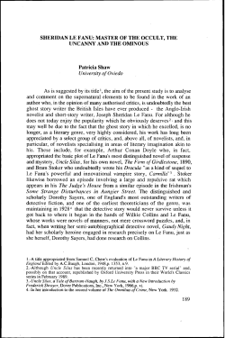 SHERIDAN LE FANU: MASTER OF THE OCCULT, THE