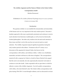 1 The Achilles Argument and the Nature of Matter in the Clarke