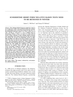 Note SUMMERTIME SHORT-TERM NEGATIVE RADON
