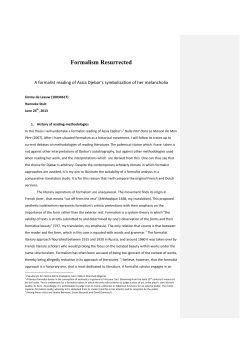 Formalism Resurrected - UvA-DARE