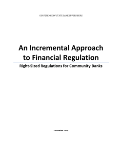 An Incremental Approach to Financial Regulation