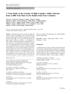 A Twin Study of the Genetics of High Cognitive Ability Selected from