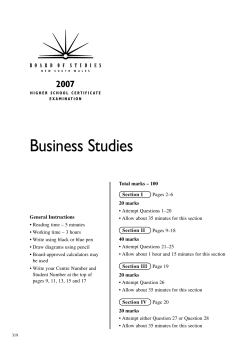 Business Studies 2007 HSC Exam Paper