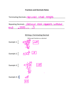 Fractions and Decimals Notes Terminating Decimals