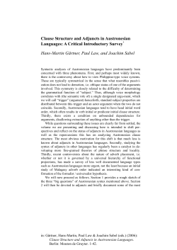 Clause Structure and Adjuncts in Austronesian Languages: A