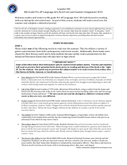 Leander ISD 8th Grade Pre-AP Language Arts Novel List and