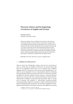 Discourse relators and the beginnings of sentences in English and