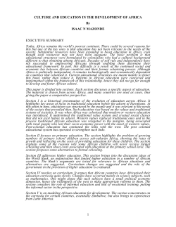 Culture and Education in the Development of Africa
