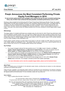 Preqin Announces the Most Consistent Performing Private Equity