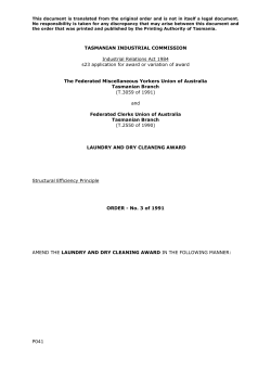 Order - Tasmanian Industrial Commission