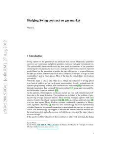 Hedging Swing contract on gas markets