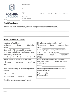 Chief Complaint: What is the main reason for your visit today