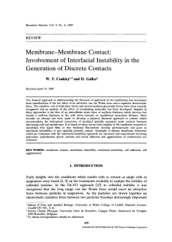 Membrane-Membrane contact: Involvement of