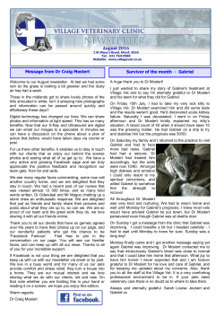 Message from Dr Craig Mostert Survivor of the