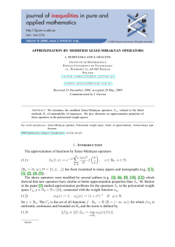 Approximation by Modified Sz&aacute;sz-Mirakyan Operators