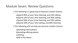Module Seven: Review Questions