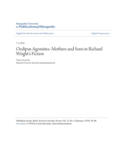 Oedipus Agonistes: Mothers and Sons in Richard Wright`s Fiction