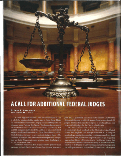 A CALL FOR ADDITIONAL FEDERAL JUDGES