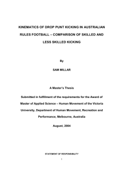 kinematics of drop punt kicking in australian rules football