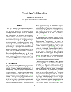 Towards Open World Recognition 1 Introduction - VAST Lab