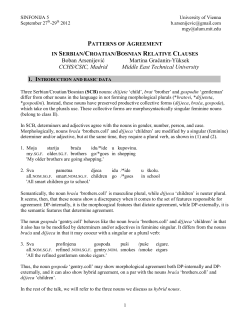 Patterns of Agreement in Serbian/Croatian/Bosnian Relative Clauses.