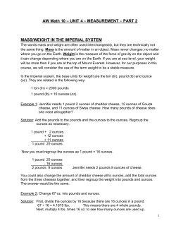 AW Math 10 &ndash; UNIT 4 &ndash; MEASUREMENT &ndash; PART 2 MASS/WEIGHT