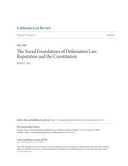 The Social Foundations of Defamation Law