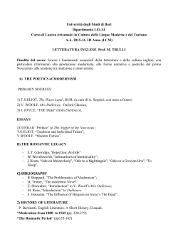Letteratura Inglese III anno L11 2015 16